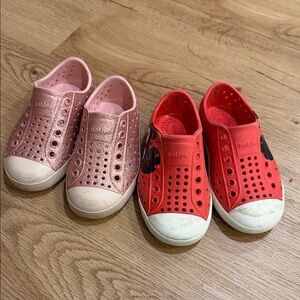 Native Kids Sneakers - Pink and Red Slip-Ons